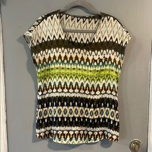 Rene Lezard Graphic Cap Sleeve Blouse